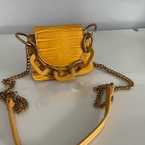 Melie Bianco -Yellow Bella Croc Embossed Crossbody